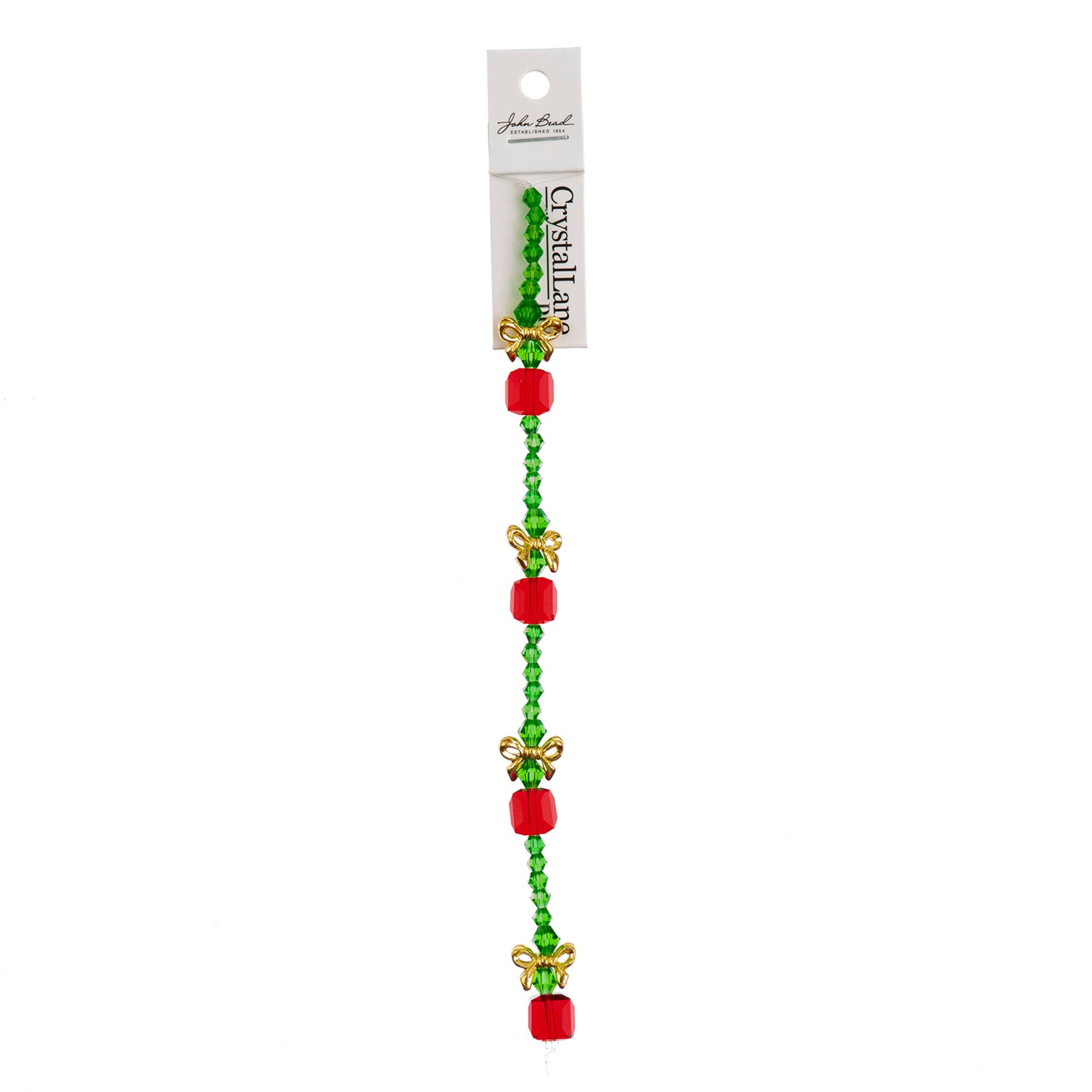 Crystal Lane DIY 7" Glass & Metal Present Stack Designer Holiday Christmas Bead Strand